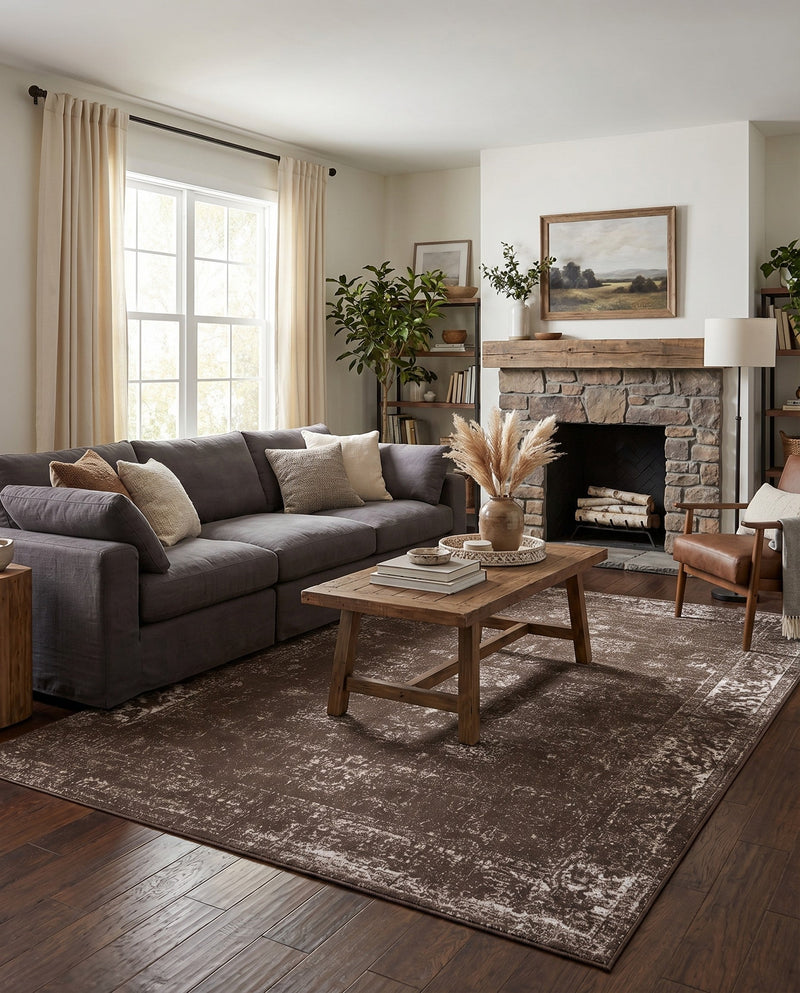 Riviera Elegance Collection Area Rug - Antibes (Brown) Rectangle Brown  lifestyle 34