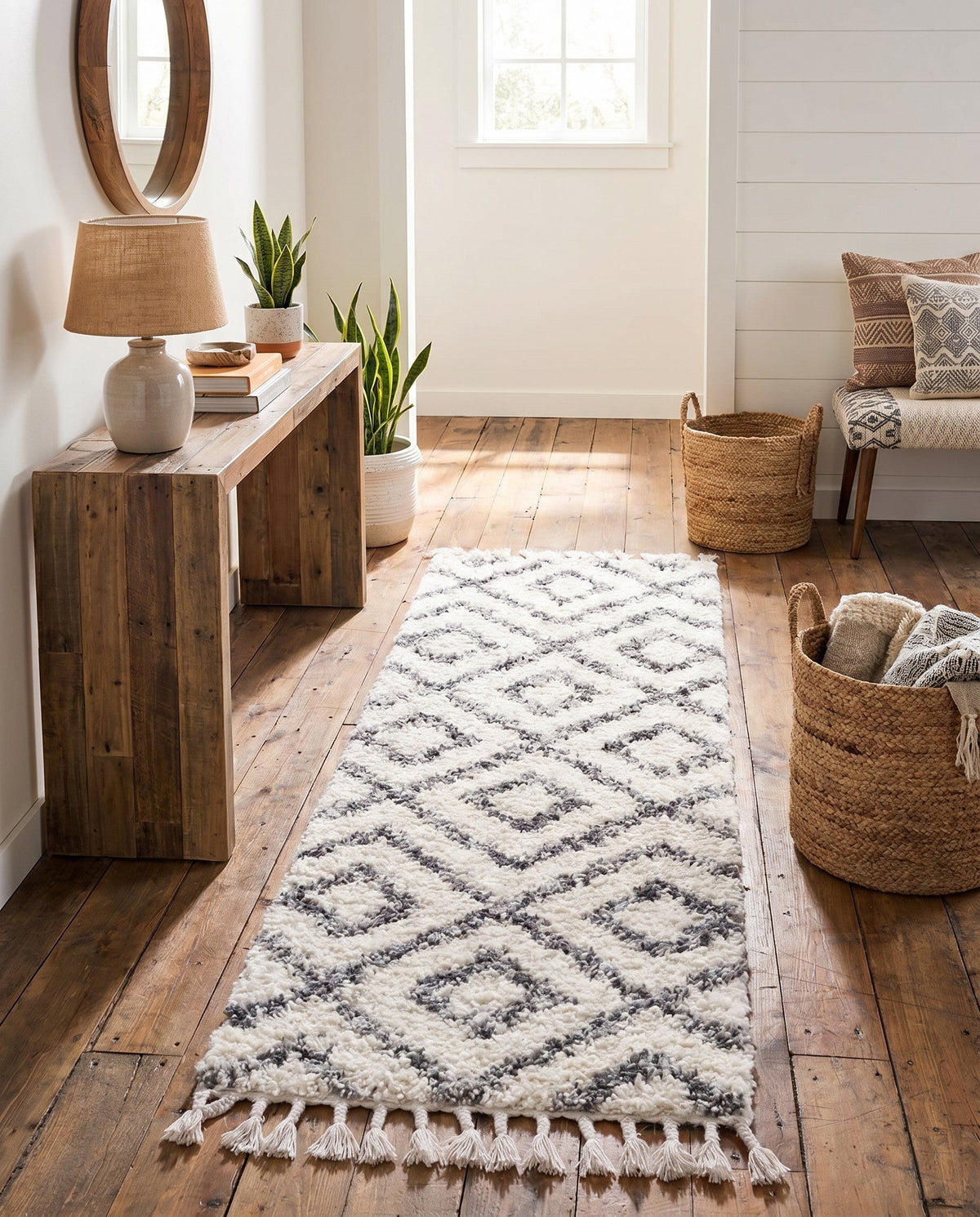 Cozy Cove Shag Collection Area Rug -  Dunes Runner Ivory  lifestyle 174