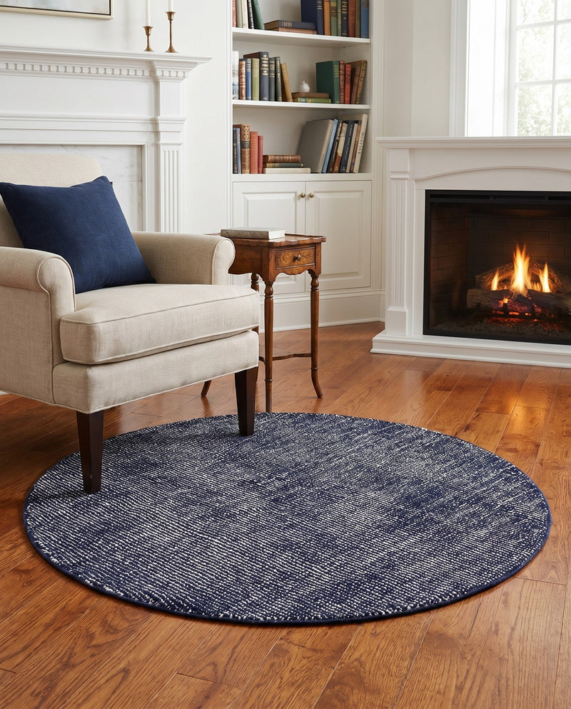 Berkshire Estate Collection Area Rug - Windsor (Blueberry) Round Blueberry  lifestyle 30