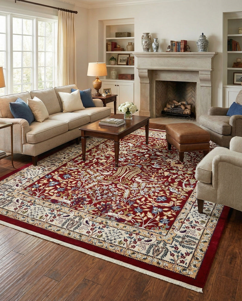 Persian Elegance Collection Area Rug -  Kerman (Burgundy) Rectangle Burgundy  lifestyle 10