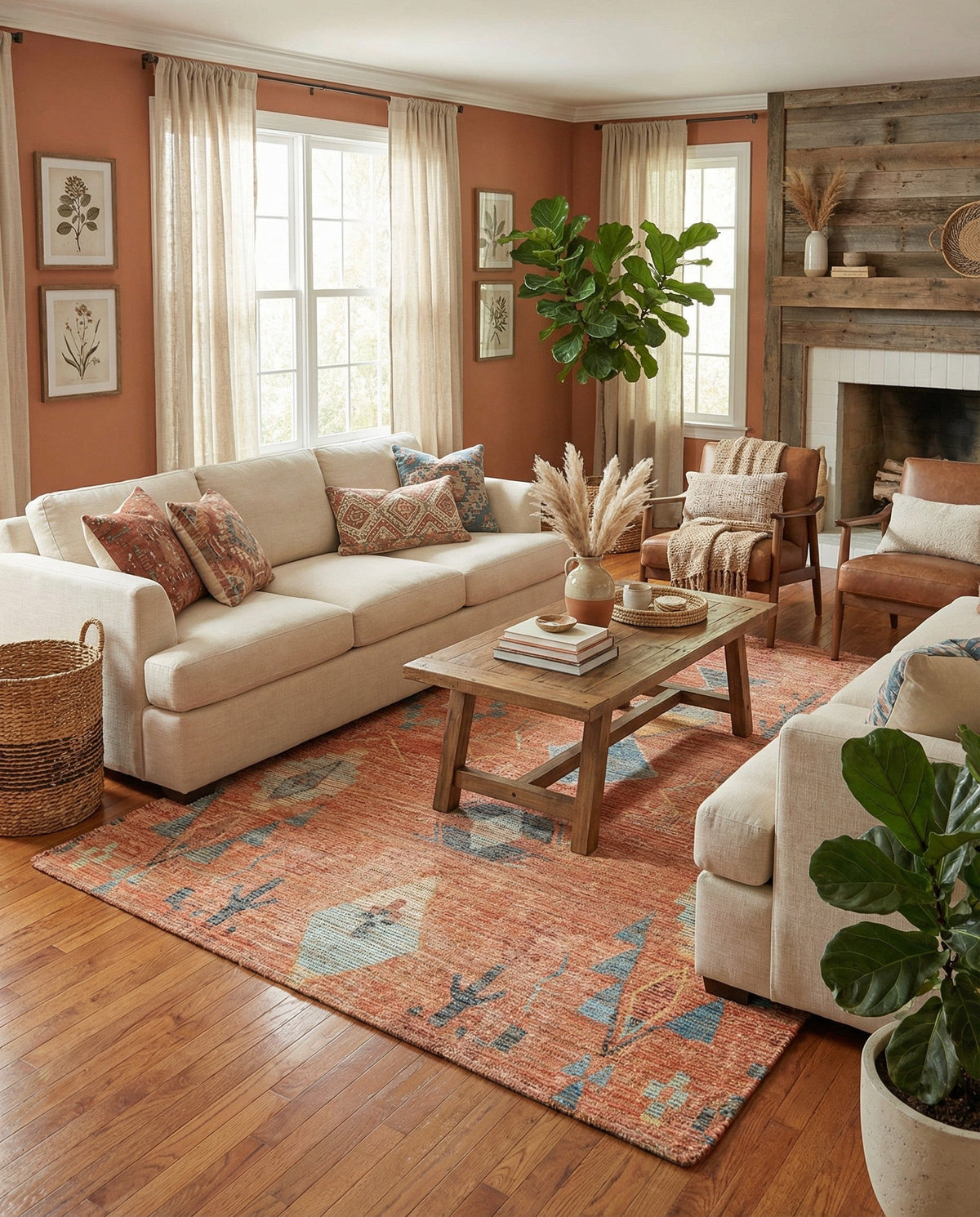Savannah Threads Collection Area Rug -  Namib Rectangle Rust Red  lifestyle 12