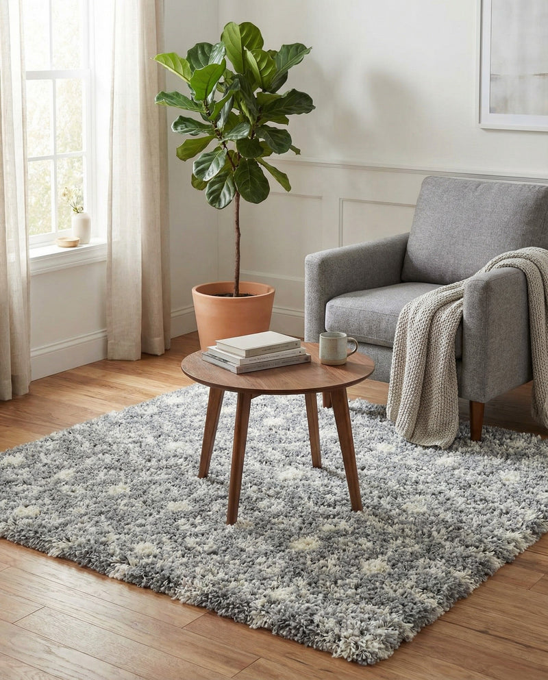 Berber Lattice Shag Collection Area Rug - Atlas (Gray) Square Gray  lifestyle 39