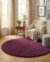Plush Oasis Collection Area Rug - Serenity (Eggplant Purple) Round Eggplant Purple  lifestyle 50