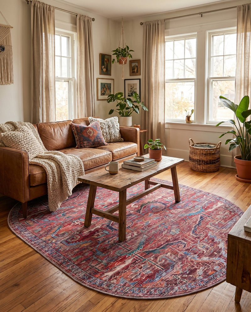 Zahara Oasis Collection Area Rug -  Tangier Oval Rust Red  lifestyle 71