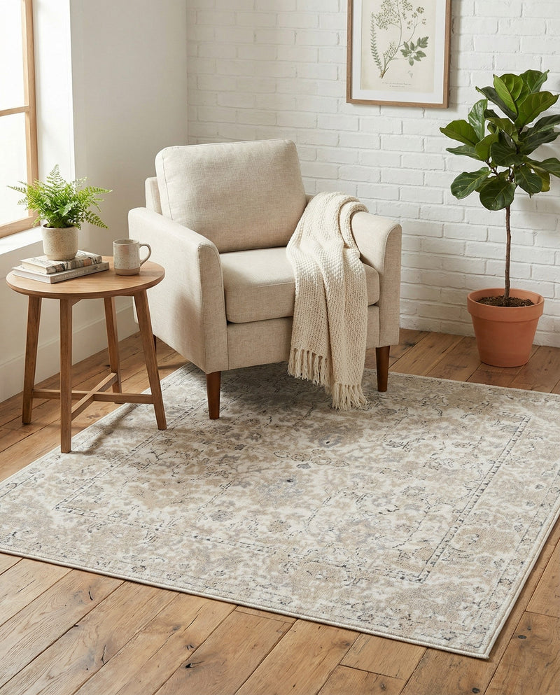 Cascade Range Collection Area Rug -  Shasta (Ivory) Square Ivory  lifestyle 38