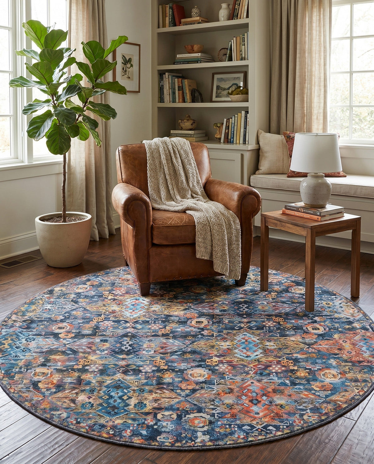 Heritage Elegance Collection Area Rug -  Potala Round Multi  lifestyle 80