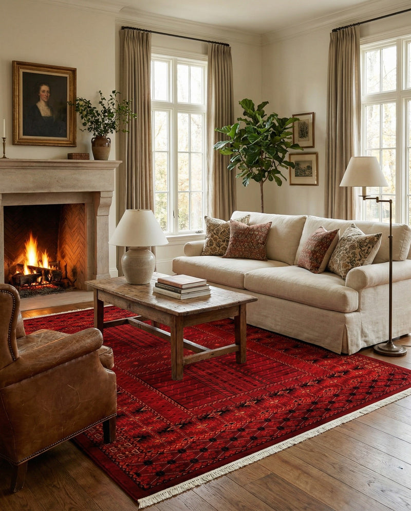 Samarkand Elegance Collection Area Rug -  Ark Rectangle Red  lifestyle 4