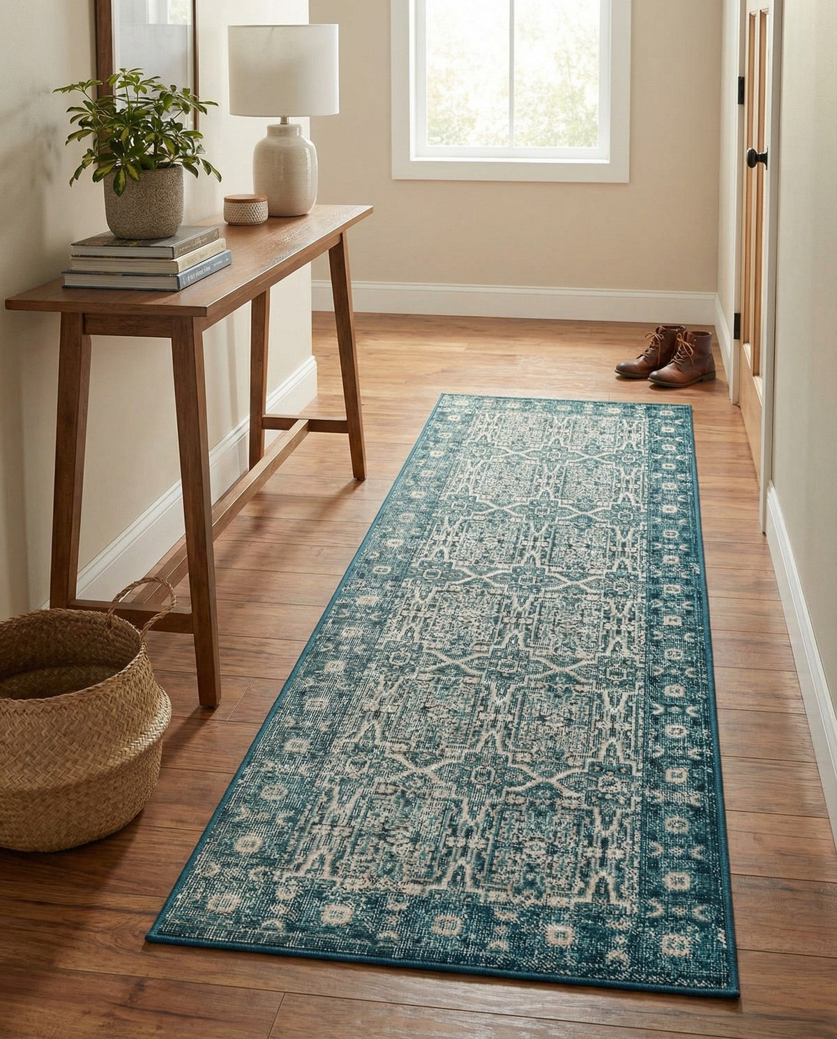 Geneva Terrace Collection Area Rug -  Nyon Runner Blue  lifestyle 107