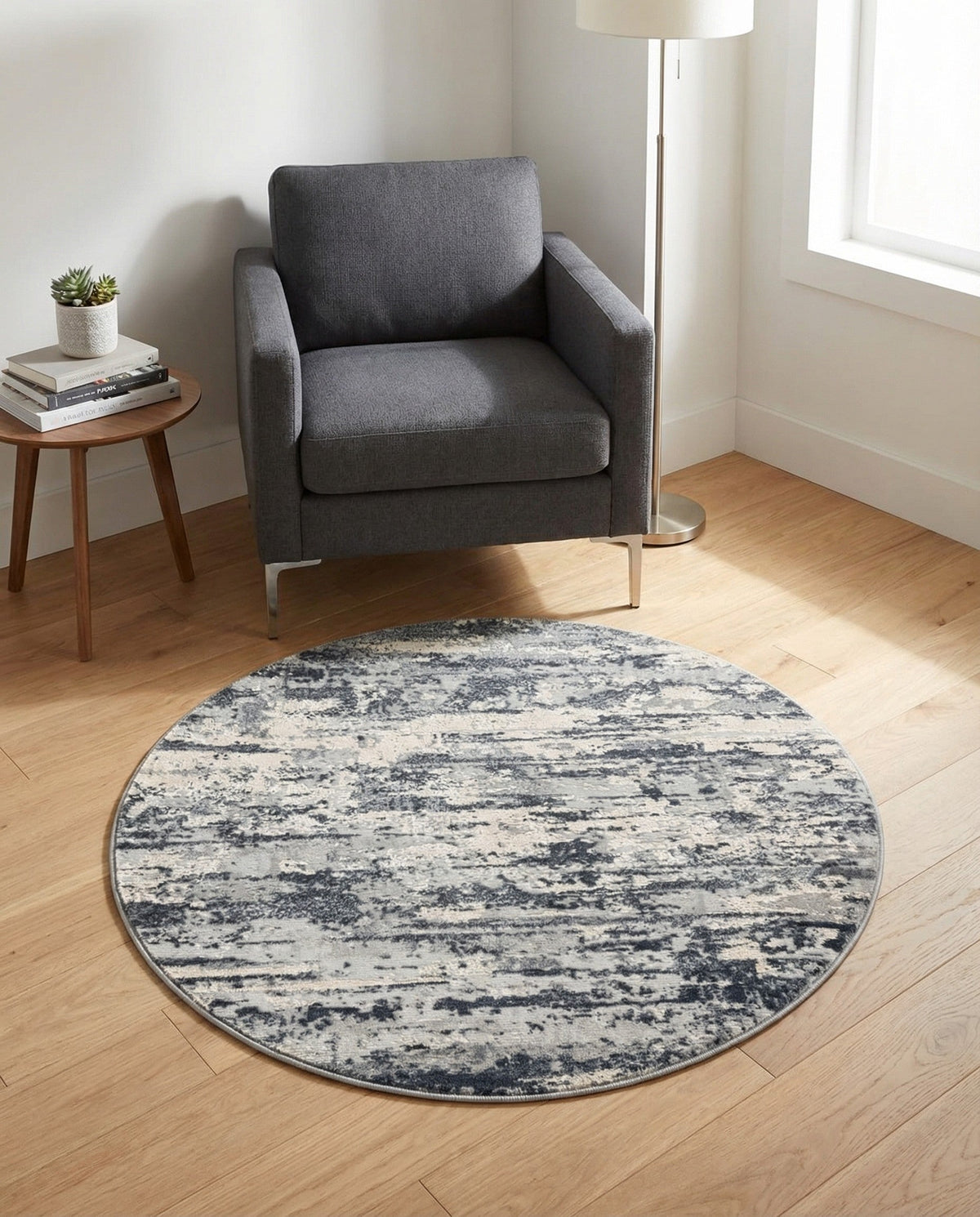 Aegean Elegance Collection Area Rug - Mesa Round Gray  lifestyle 91