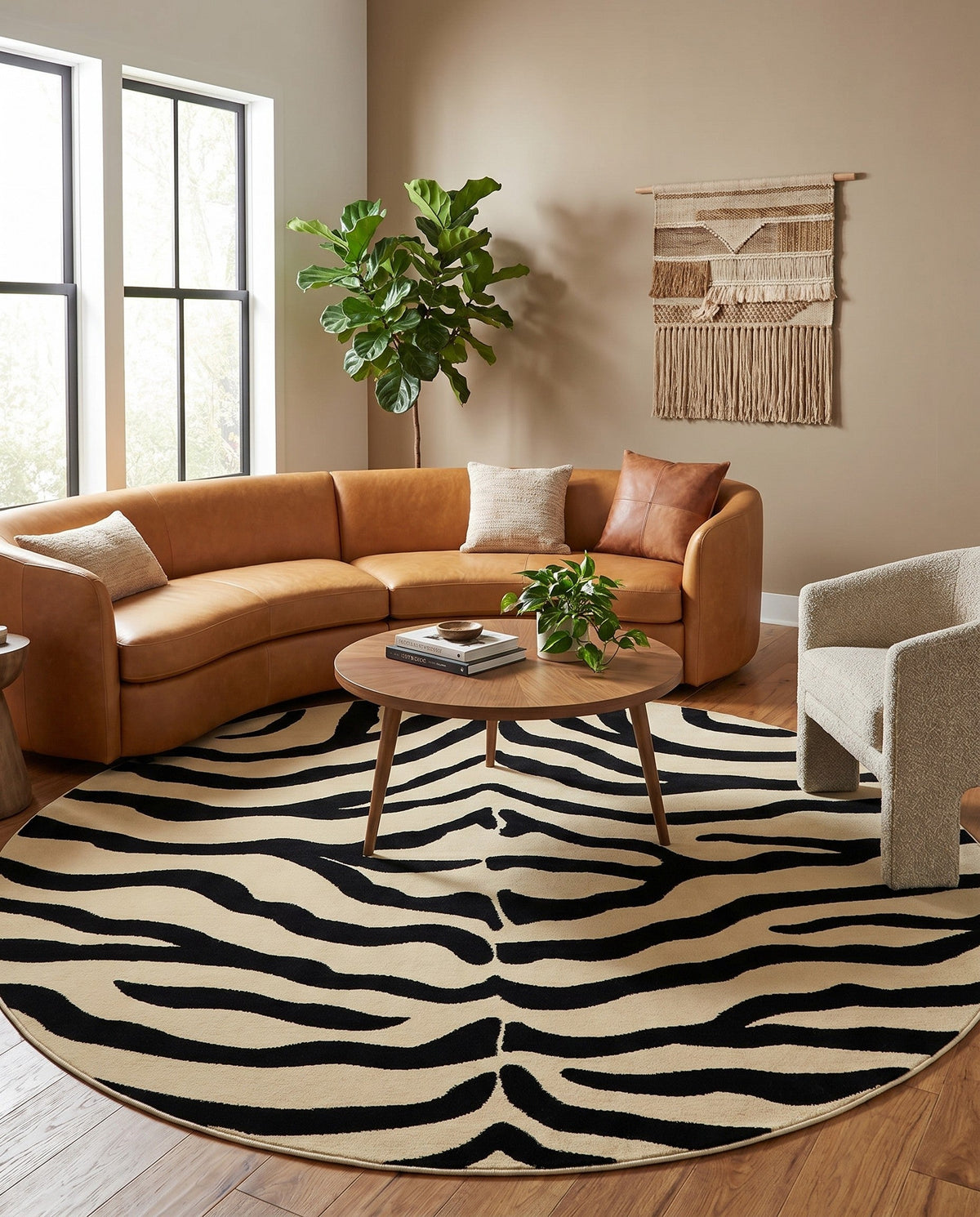 Savannah Sojourn Collection Area Rug -  Kilimanjaro Round Cream  lifestyle 84