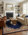 Tabriz Tapestry Collection Area Rug - Azerbaijan (Navy Blue) Rectangle Navy Blue  lifestyle 18