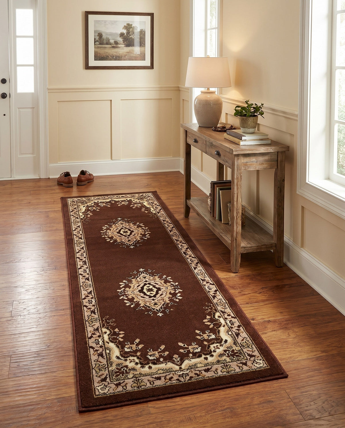 Tabriz Tapestry Collection Area Rug - Azerbaijan (Brown) Runner Brown  lifestyle 59