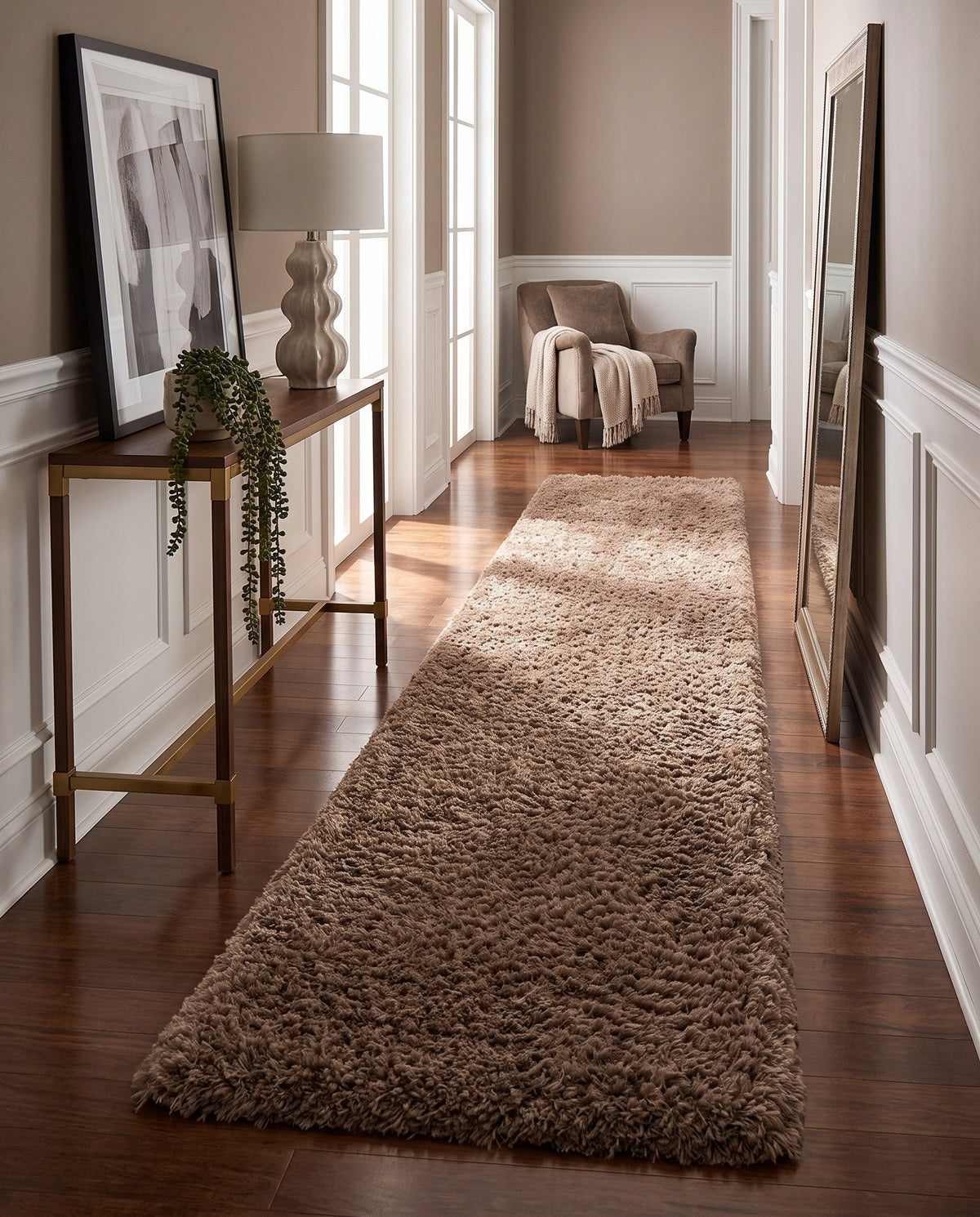 Eternal Plush Oasis Collection Area Rug -  Tranquility (Khaki) Runner Khaki  lifestyle 77