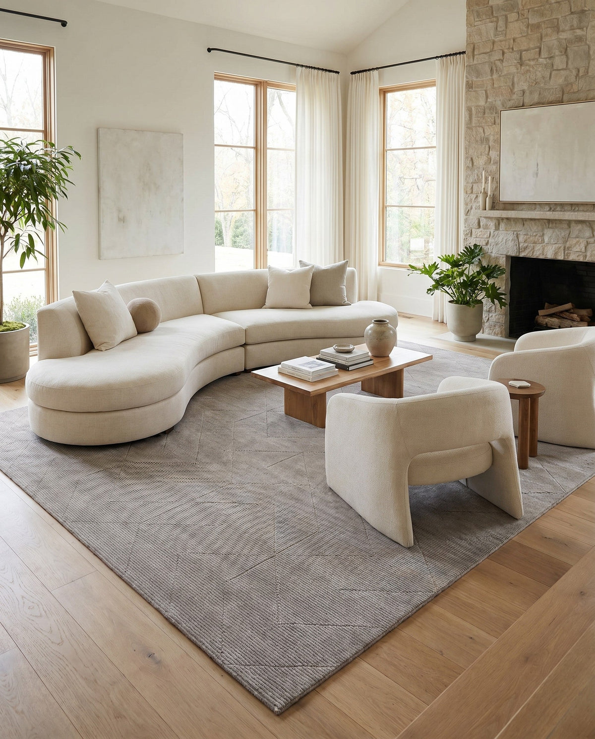 Nordic Loom Geometric Collection Area Rug - Oslo Square Steel gray  lifestyle 155