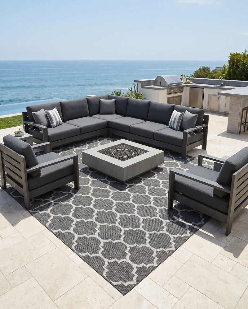 Savannah Pergola Collection Area Rug - Arbor (Black) Square Black  lifestyle 57