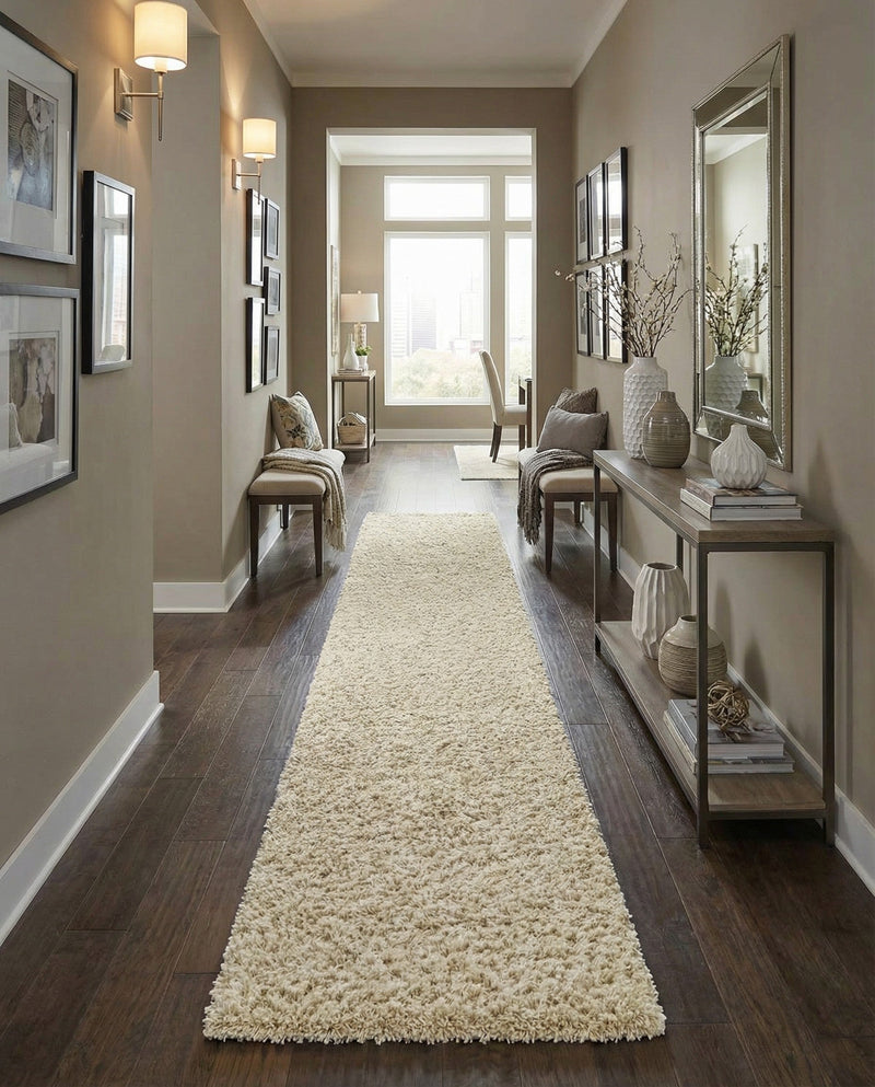 Plush Oasis Collection Area Rug - Serenity (Pure Ivory) Runner Pure Ivory  lifestyle 45