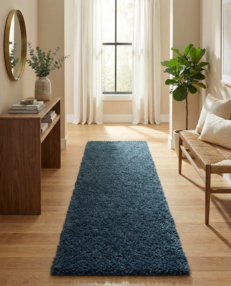 Plush Oasis Collection Area Rug - Serenity (Sapphire Blue) Runner Sapphire Blue  lifestyle 45