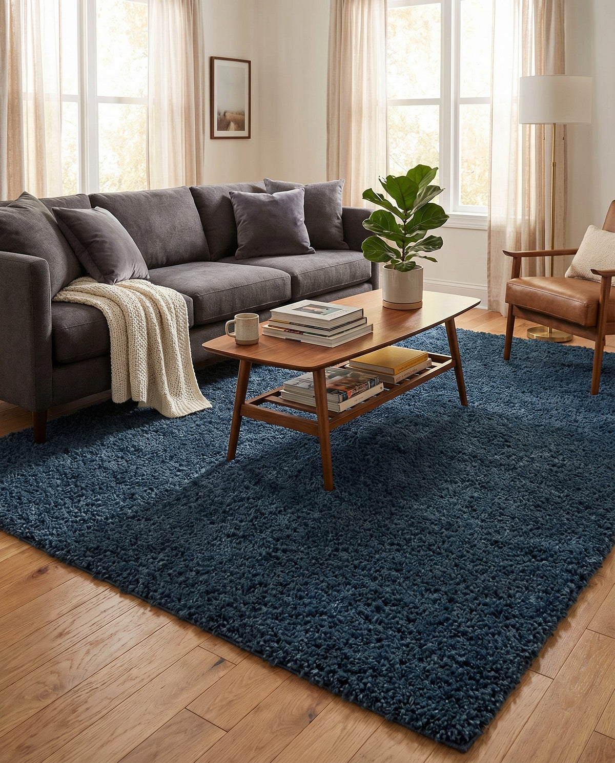 Alpine Plush Collection Area Rug -  Cortina (Marine Blue) Rectangle Marine Blue  lifestyle 17