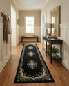 Tabriz Tapestry Collection Area Rug - Azerbaijan (Black) Runner Black  lifestyle 63