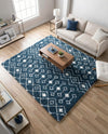 Berber Lattice Shag Collection Area Rug - Atlas (Navy Blue) Square Navy Blue  lifestyle 48