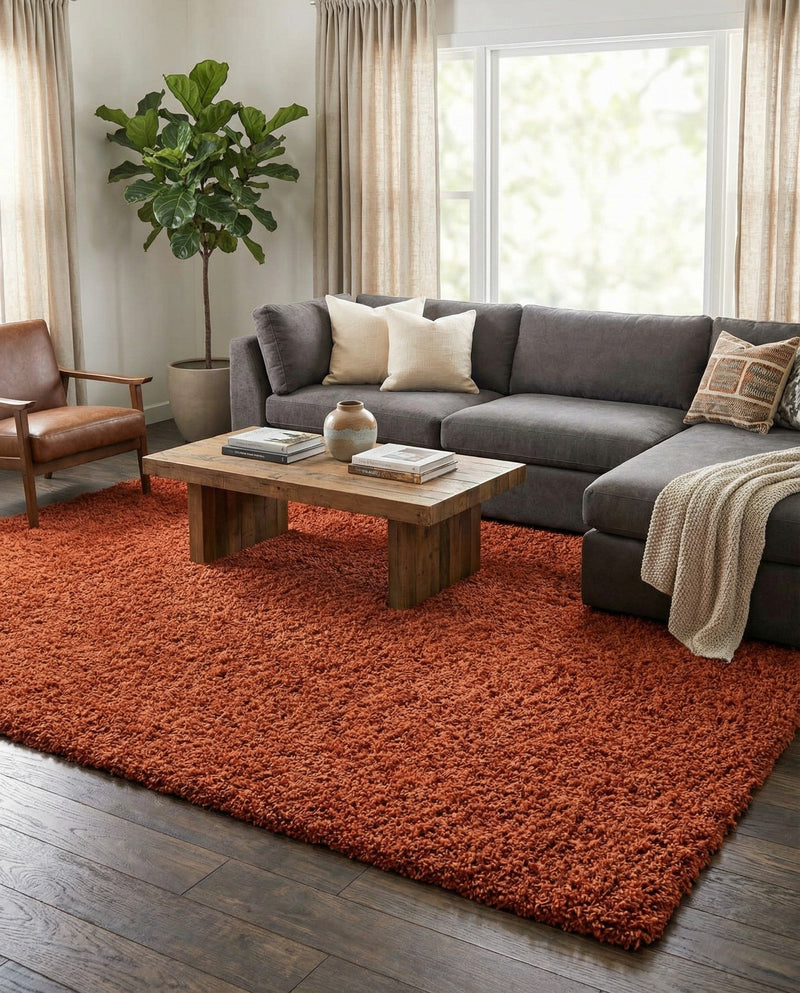 Plush Oasis Collection Area Rug - Serenity (Terracotta) Rectangle Terracotta  lifestyle 7