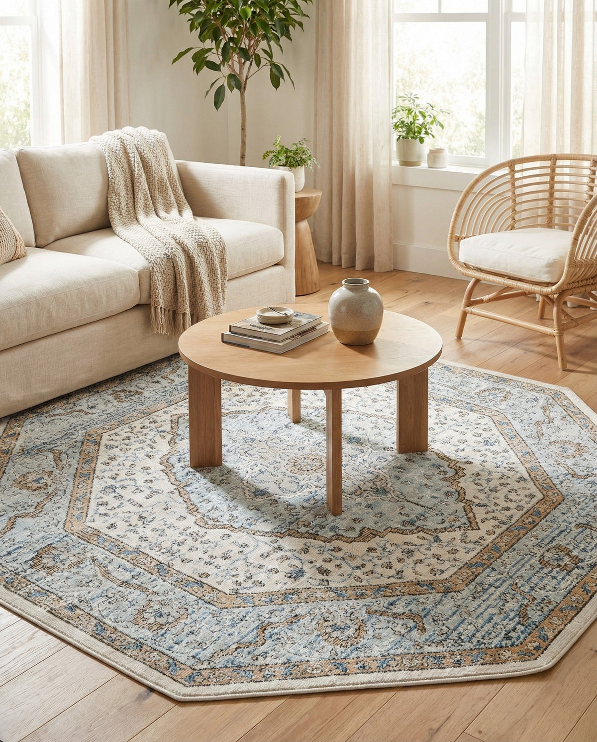 Mykonos Manor Collection Area Rug - Delos Octagon Blue  lifestyle 147