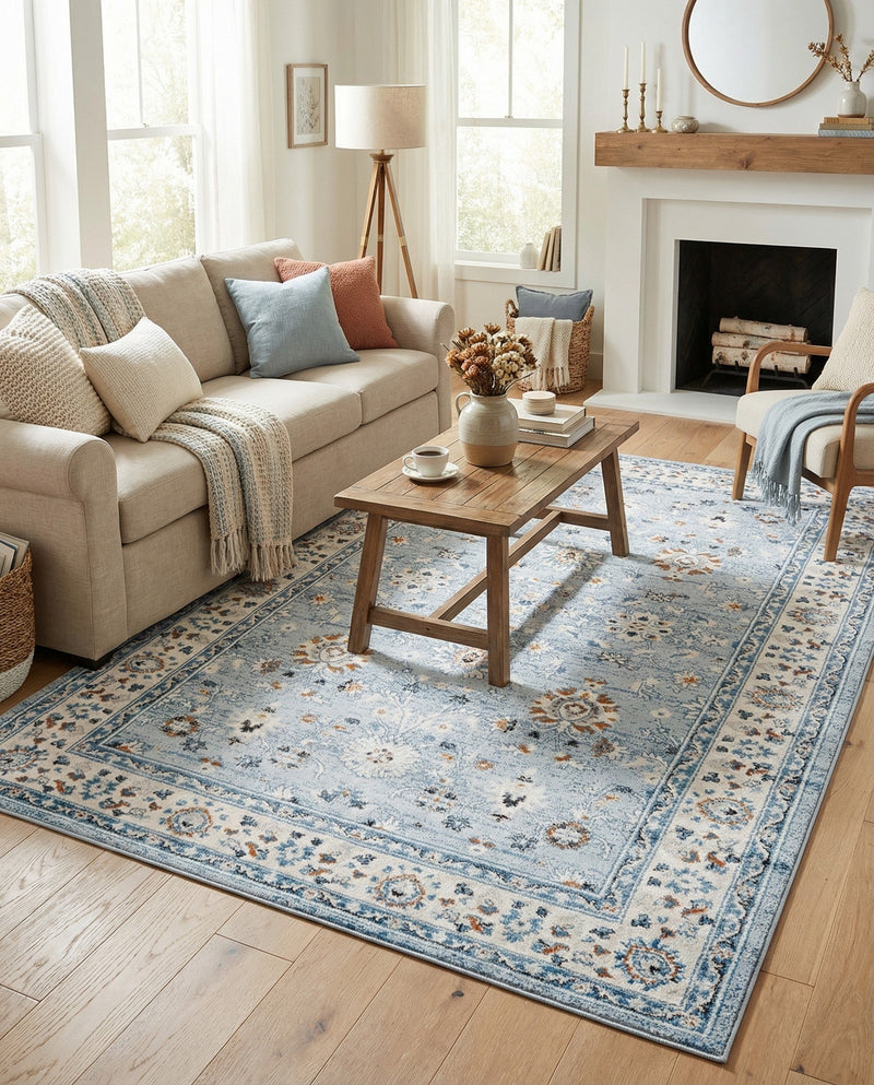 Savannah Elegance Collection Area Rug - Augusta (Aqua Blue) Rectangle Aqua Blue  lifestyle 25