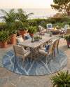 Seaside Blooms Collection Area Rug -  Evergreen (Teal) Round Teal  lifestyle 55