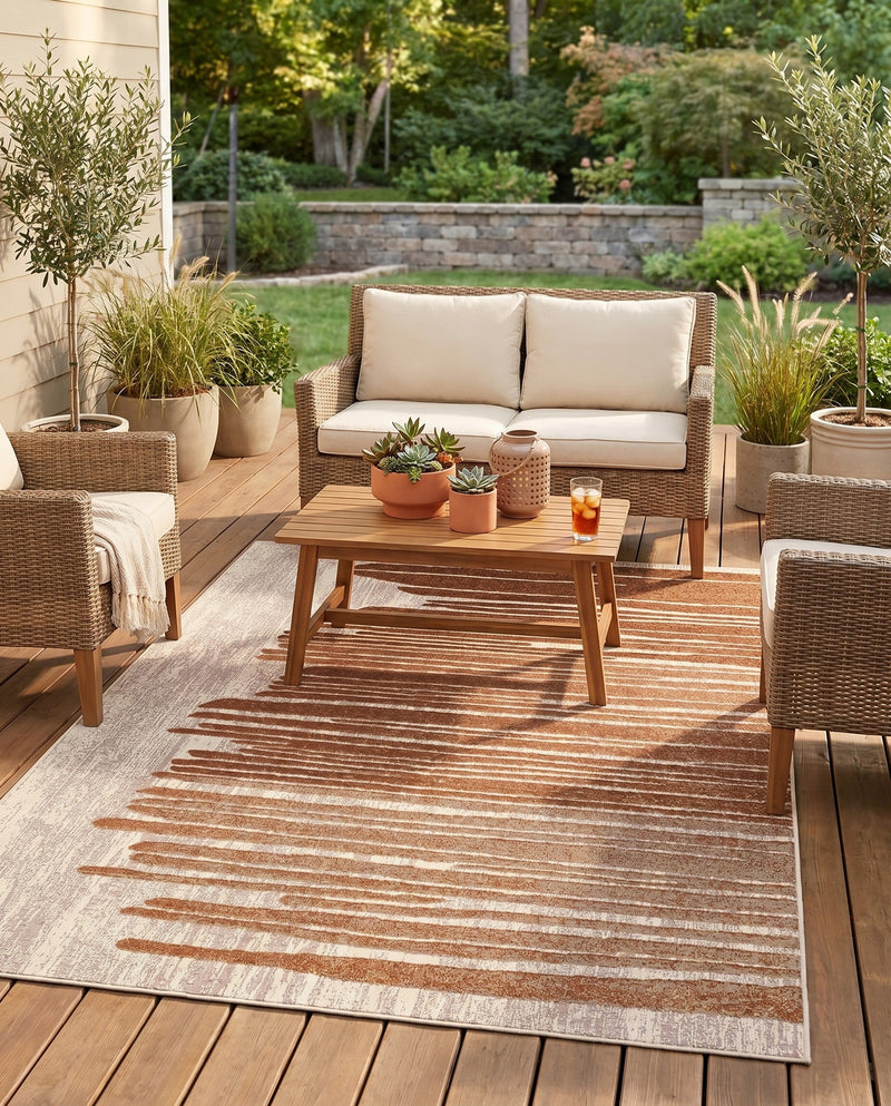 Urban Terrace Collection Area Rug -  Balcony Rectangle Beige Brown  lifestyle 11