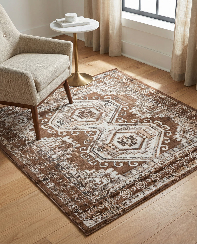 Savannah Elegance Collection Area Rug -  Tybee (Brown) Square Brown  lifestyle 52