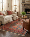 Persian Elegance Collection Area Rug -  Bushehr Rectangle Light Blue  lifestyle 4