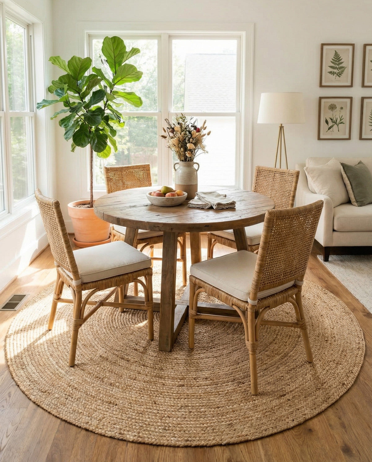 Woven Seaside Jute Collection Area Rug - Savannah (Natural) Round Natural  lifestyle 74