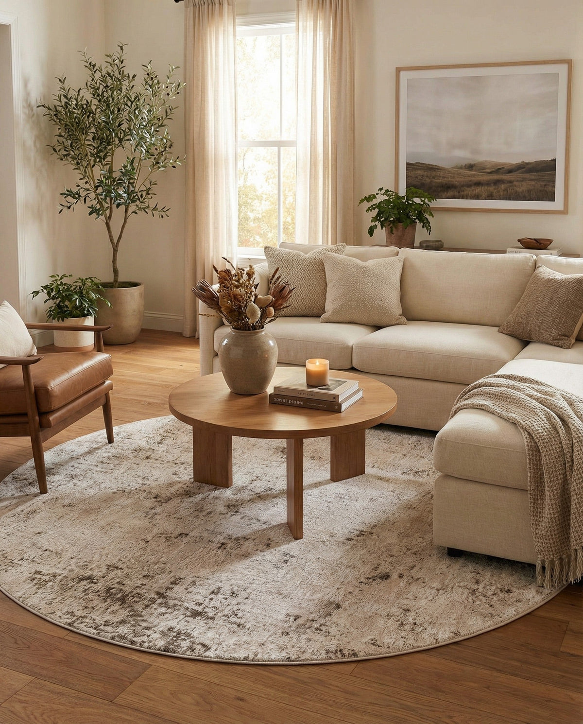 Aegean Elegance Collection Area Rug -  Paros Round Gray  lifestyle 88