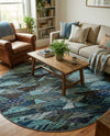 Sedona Vista Collection Area Rug -  Yucca Round Blue  lifestyle 73