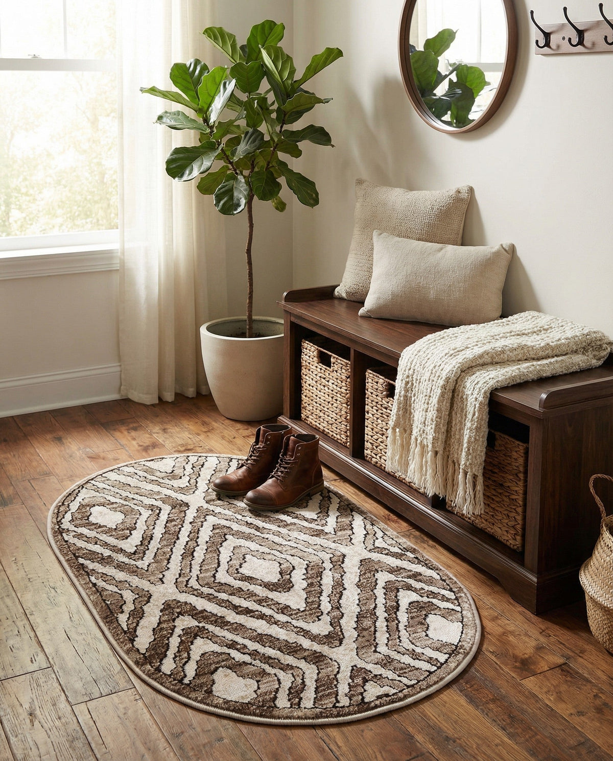 Sanctuary Retreat Collection Area Rug -  Oasis Oval Chocolate Brown  lifestyle 159