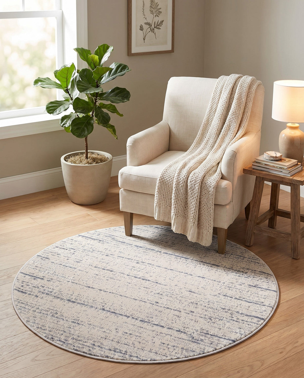 Serenity Sands Collection Area Rug -  Tranquilbay Round Cream  lifestyle 90