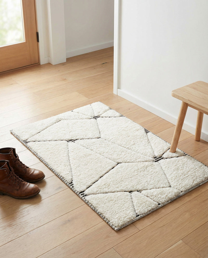 Monochrome Collection Area Rug -  Onyx Rectangle Ivory White  lifestyle 48