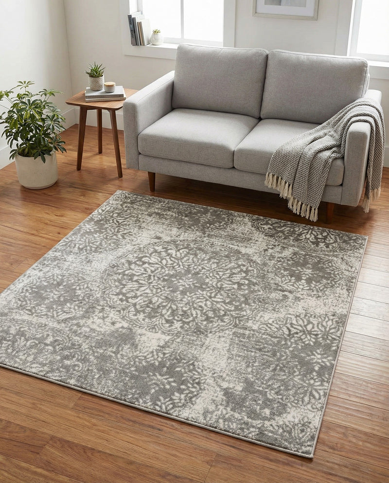Riviera Elegance Collection Area Rug -  Monaco (Light Gray) Square Light Gray  lifestyle 60