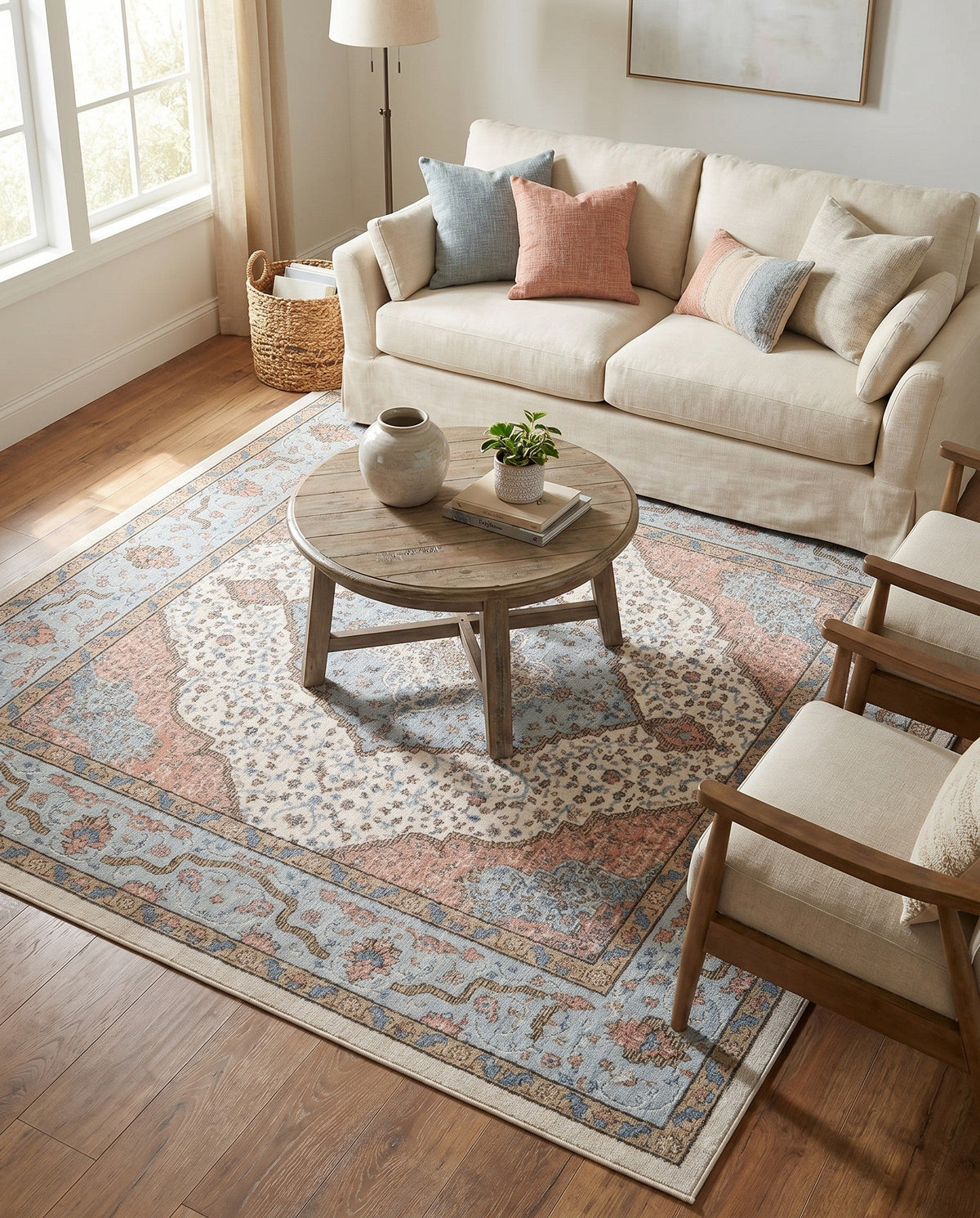 Mykonos Manor Collection Area Rug - Delos Square Ivory  lifestyle 199