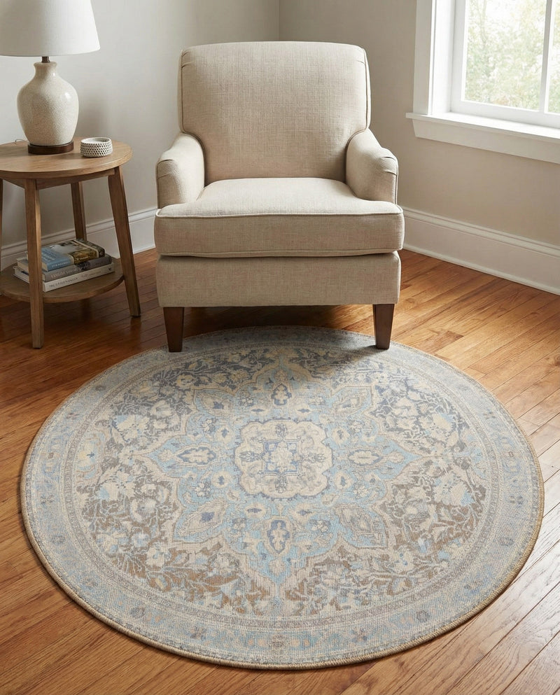 Heritage Elegance Collection Area Rug -  Schonbrunn Round Cream  lifestyle 59