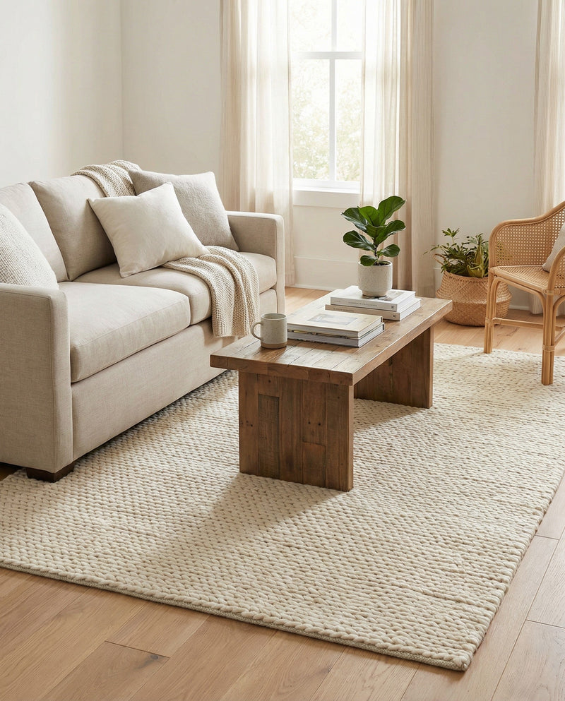Lana Tasmanian Wool Collection Area Rug - Waitomo Rectangle Ivory  lifestyle 57