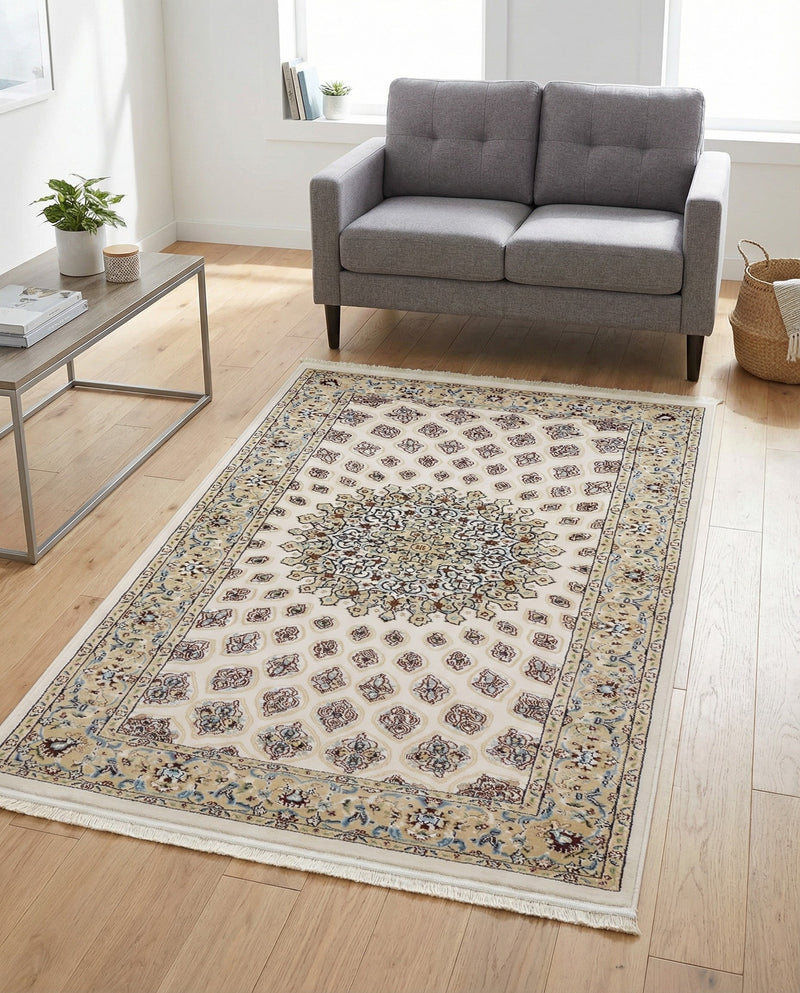 Persian Elegance Collection Area Rug -  Zanjan Rectangle Ivory  lifestyle 14