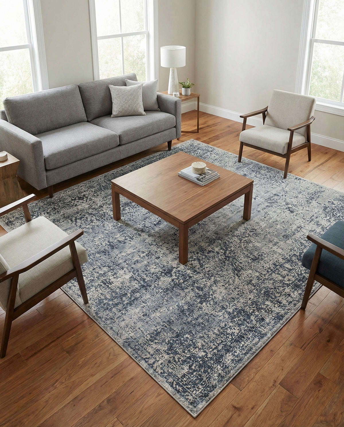 Coastal Manor Collection Area Rug -  Marina Square Blue Gray  lifestyle 145