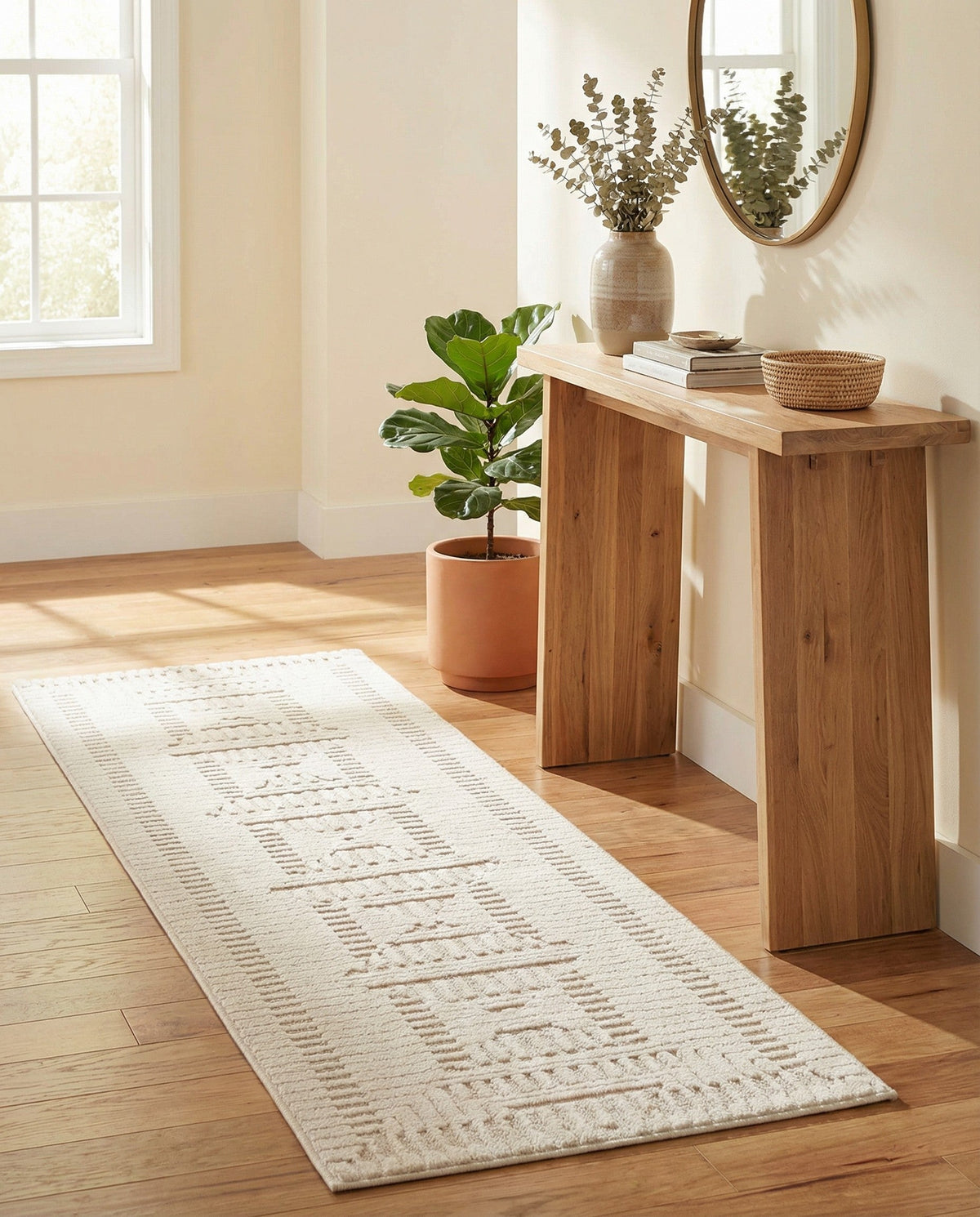 Haven Tapestry Collection Area Rug -  TranquilGlade Runner Ivory White  lifestyle 49
