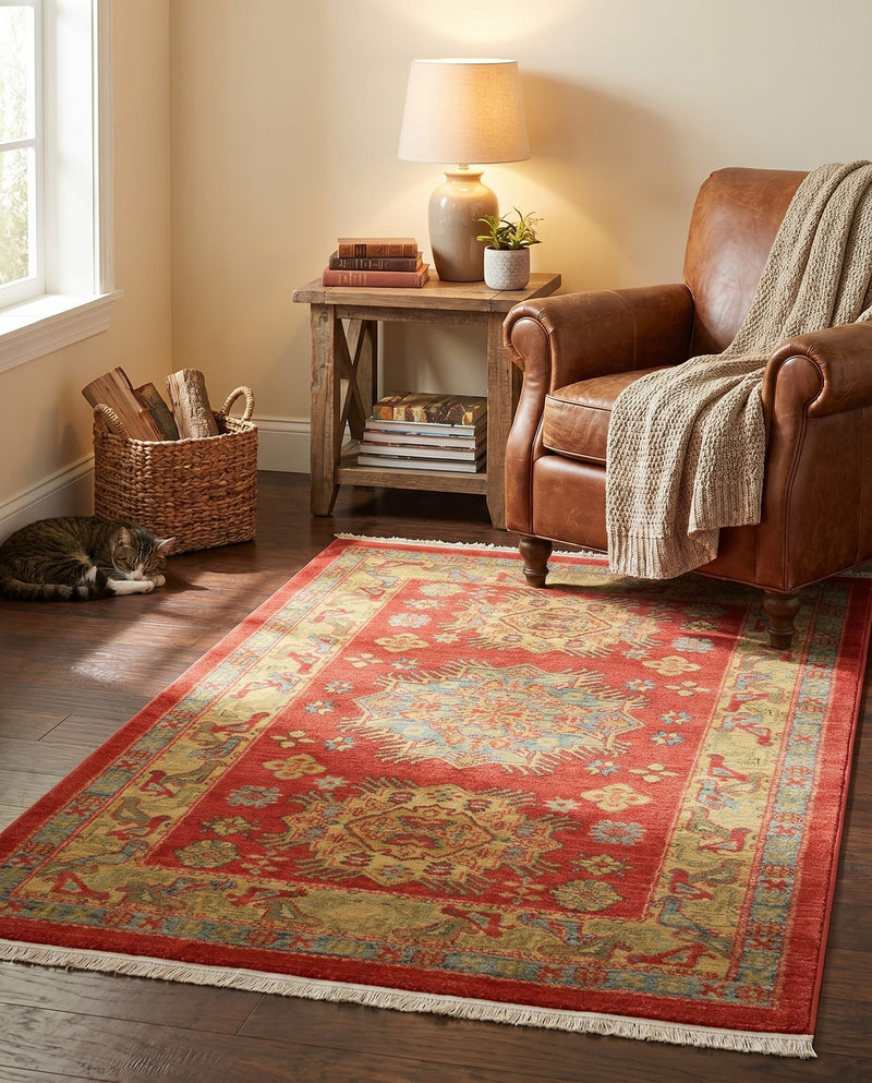 Persian Elegance Collection Area Rug - Isfahan Rectangle Red  lifestyle 15