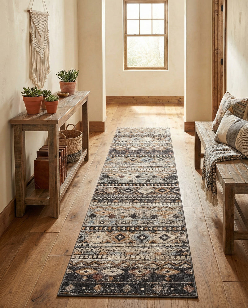 Desert Modern Eco Rug Series Collection Area Rug -  Sonora Runner Khaki Gray  lifestyle 77
