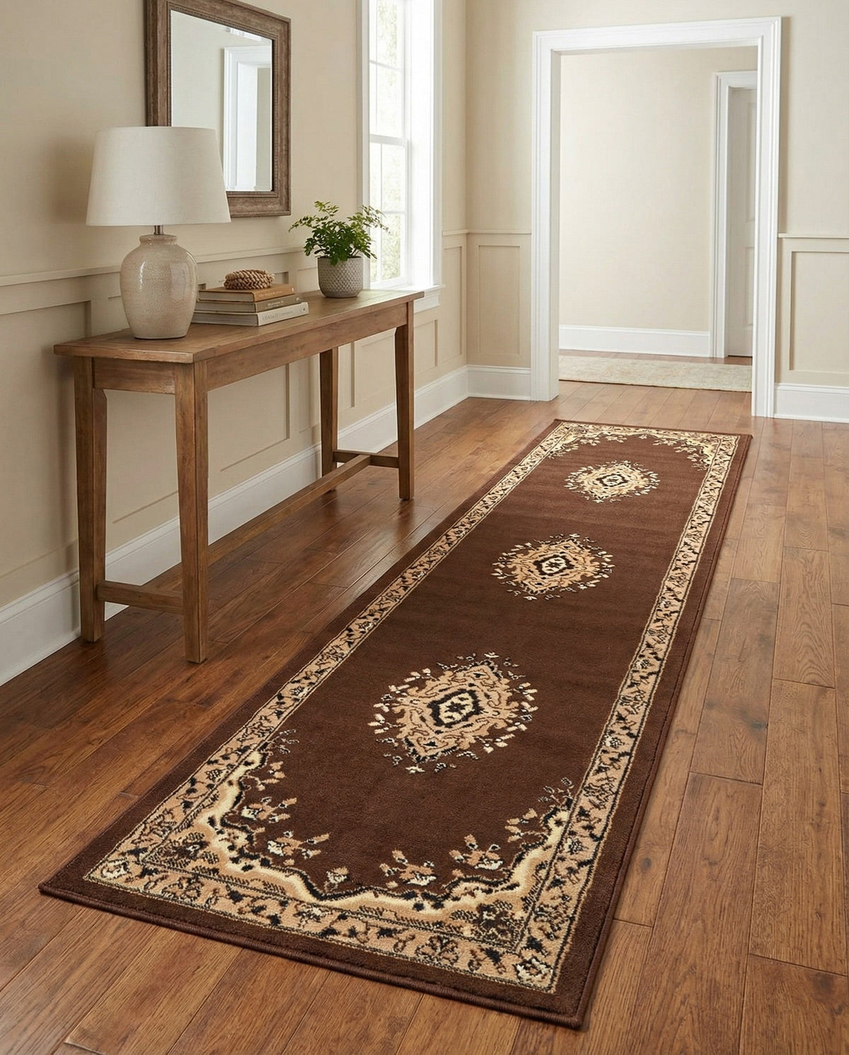 Tabriz Tapestry Collection Area Rug - Azerbaijan (Brown) Runner Brown  lifestyle 33