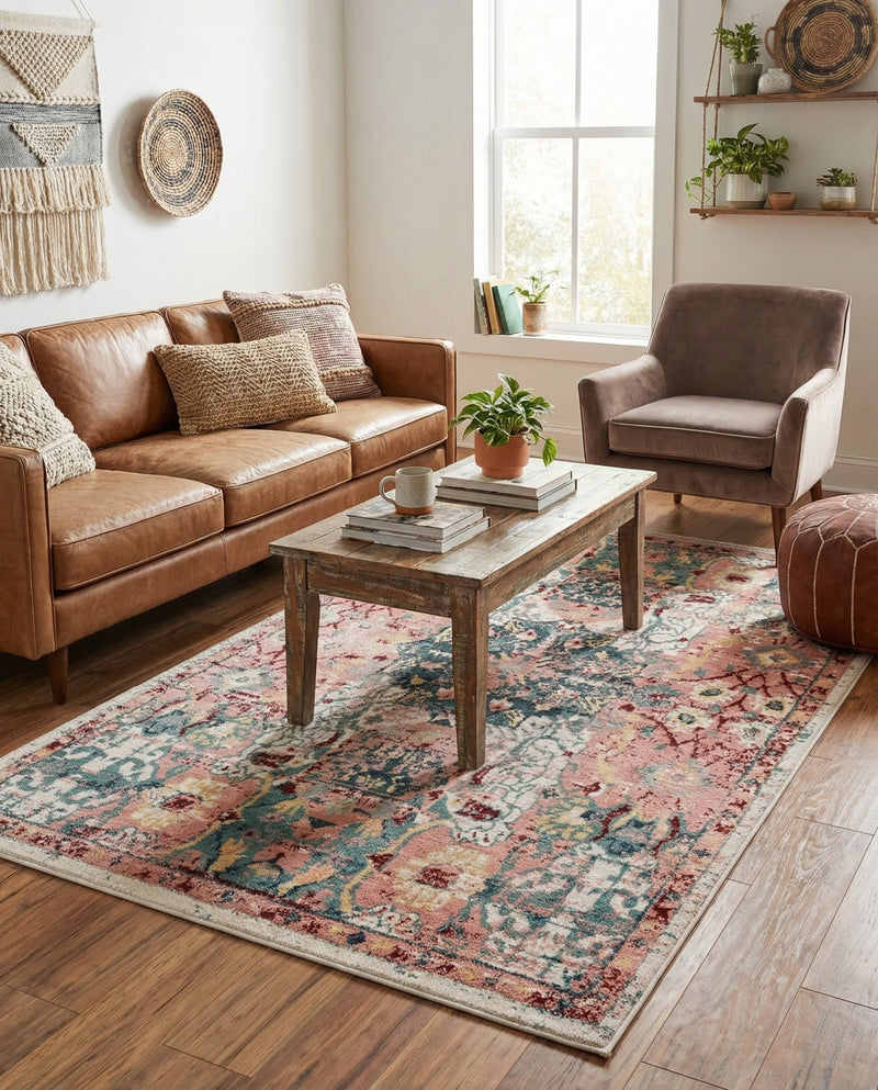 Savannah Elegance Collection Area Rug -  Azalea Rectangle Pink  lifestyle 28
