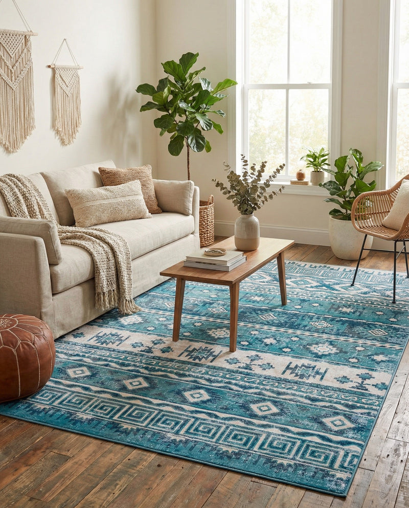 Geneva Terrace Collection Area Rug - Montreux Rectangle Blue  lifestyle 37
