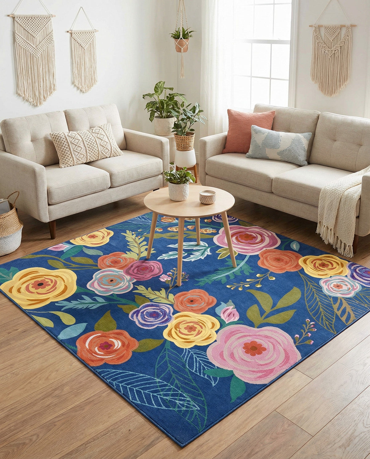 Meadow Breeze Collection Area Rug -  Petal Square Blue  lifestyle 106